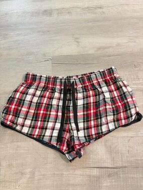 Victoria's Secret Red Plaid Gold Pajama Lounge Shorts With Pockets Medium